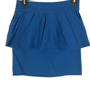 NWT Zara Peplum Skirt XS Blue Career Pencil Back Zipper Dressy Romantic Office